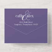 エレガントな結婚式招待状、パープルオールインワン オールインワン招待状 (裏面)