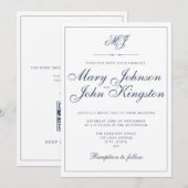 エレガントな結婚式招待状（QRコード付き） 招待状 (正面/裏面)