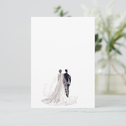 エレガントな結婚式新婦&新郎 エンクロージャーカード (スタンド正面)