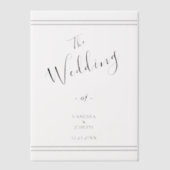 エレガントな結婚式新郎新婦のストライプ ベラム紙招待状 (正面)