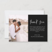 エレガントな結婚式白黒ありがとう写真 サンキューカード (正面)