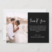 エレガントな結婚式白黒ありがとう写真 招待状 (正面)