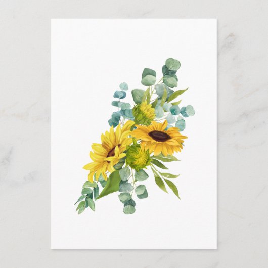 エレガントな結婚式詳細、サンフラワー&ユーカリ エンクロージャーカード (裏面)