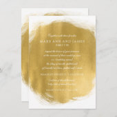 エレガントな結婚式誓約の更新の金ゴールドのペンキの一見 招待状 (正面/裏面)
