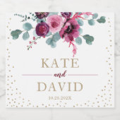 エレガントな結婚式金ゴールドと燃えるような花 スパークリングワインラベル (シングルラベル)