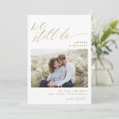 エレガントな結婚式 ゴールド 私たちはまだ誓います 再婚 案内状 (スタンド正面)