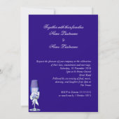 エレガントな結婚式 シルバー ネイビーブルー 花 ローズ 招待状 (裏面)