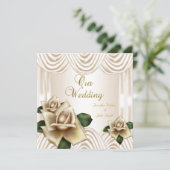 エレガントな結婚式 セピア クリーム ベージュ 薔薇 招待状 (スタンド正面)