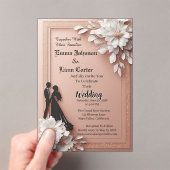 エレガントな結婚式 バラゴールド フラワー アクリル招待状 (インサイチュ (ポータブル))