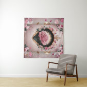 エレガントな結婚式 ピンクのバラの壁画 #2 タペストリー (インサイチュ(横))