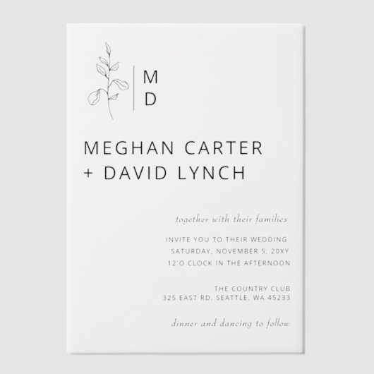 エレガントな結婚式 ベラム紙招待状 (正面)