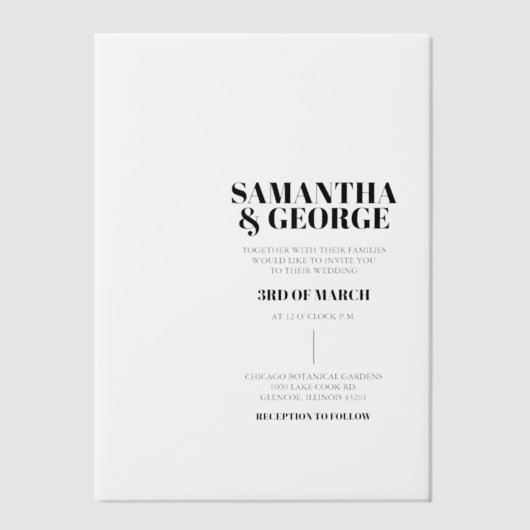 エレガントな結婚式 ベラム紙招待状 (正面)