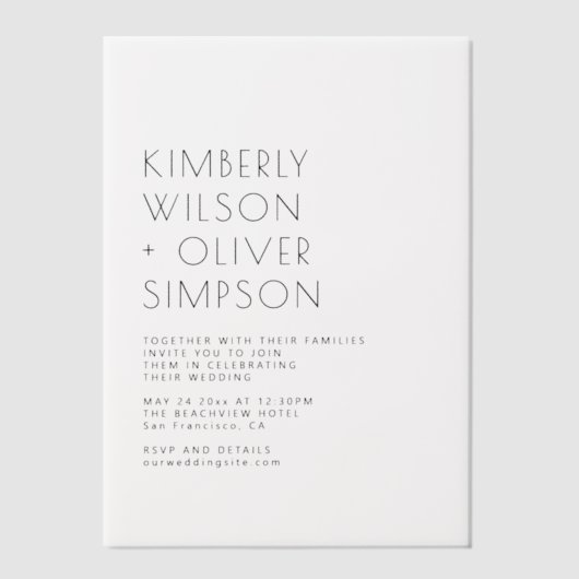 エレガントな結婚式 ベラム紙招待状 (正面)