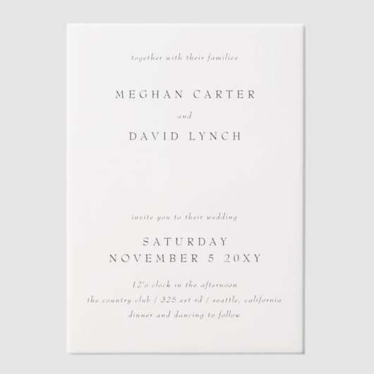 エレガントな結婚式 ベラム紙招待状 (正面)