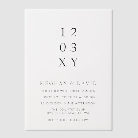 エレガントな結婚式 ベラム紙招待状 (正面)