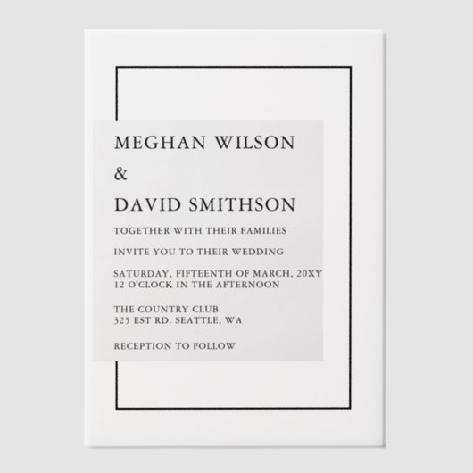 エレガントな結婚式 ベラム紙招待状 (正面)