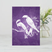 エレガントな結婚式 ラブバード パープル 招待状 (スタンド正面)