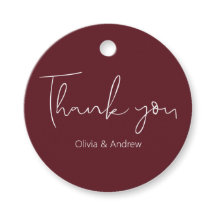 エレガントな結婚式 手描き バーガンディ お礼