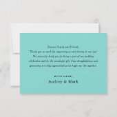 エレガントな結婚式 水色とブラックのモノグラム サンキューカード (裏面)