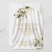 エレガントな結婚式 白金色の豪華な花 招待状 (裏面)