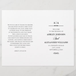 エレガントな結婚式。白黒のプログラムを折り畳んだ