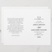 エレガントな結婚式。白黒のプログラムを折り畳んだ (正面/裏面)