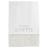 エレガントな結婚式 Mr&Mrs NAME オーダーメイド ギフト包装 ミディアムペーパーバッグ (裏面)