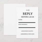 エレガントな結婚式RSVPテンプレート 出欠カード (正面/裏面)