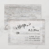 エレガントな結婚式RSVP 古材グレー ウッド 出欠カード (正面/裏面)