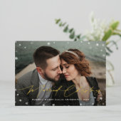 エレガントな結婚後のクリスマス2枚の写真 箔シーズンカード (立ち正面)