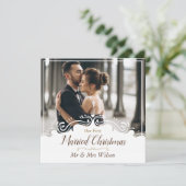 エレガントな結婚後の初めてのクリスマス フォト シーズンカード (スタンド正面)