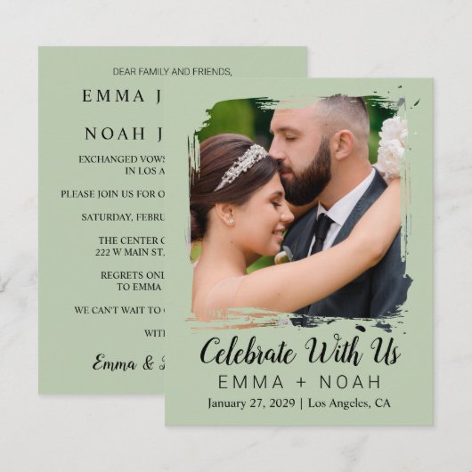 エレガントな結婚披露宴招待状テンプレート 出欠カード (正面/裏面)