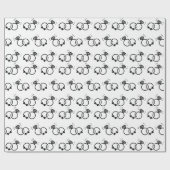 エレガントな結婚指輪 ブラック＆ホワイト シームレス ラッピングペーパー (フラット)