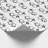 エレガントな結婚指輪 ブラック＆ホワイト シームレス ラッピングペーパー (角)