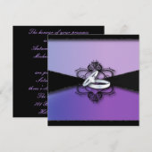 エレガントな結婚指輪 紫と黒のウェディング 招待状 (正面/裏面)