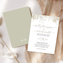 エレガントな結婚書道台本の緑 招待状