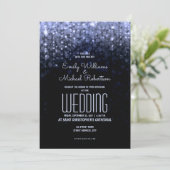 エレガントな結婚用青のライト《写真》ぼけ味背景 招待状 (スタンド正面)