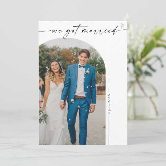 エレガントな結婚発表カード 案内状 (スタンド正面)