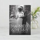 エレガントな結婚記念日と幸せな新婚写真 シーズンカード (スタンド正面)