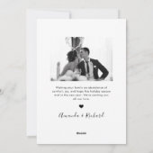 エレガントな結婚記念日と幸せな新婚写真 シーズンカード (裏面)