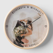 エレガントな結婚記念日の写真を自分で作成 壁時計 (正面)
