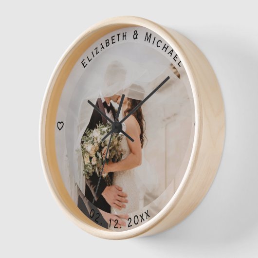 エレガントな結婚記念日の写真を自分で作成 壁時計 (傾斜)