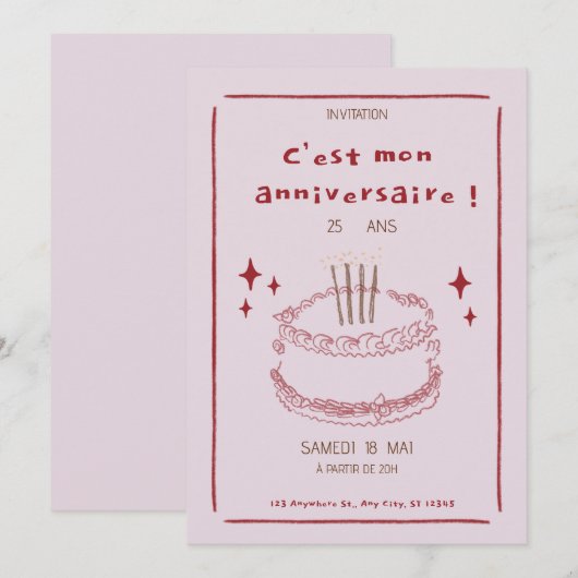 エレガントな結婚記念日の招待状デザイン 招待状 (正面/裏面)
