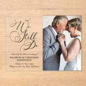 エレガントな結婚記念日の誓いの更新 アクリル招待状 (正面)