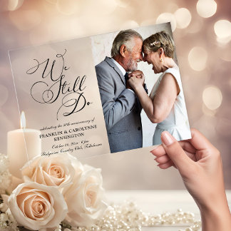 エレガントな結婚記念日の誓いの更新 アクリル招待状
