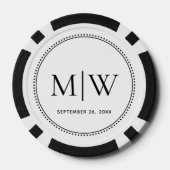 エレガントな結婚記念日カップルモノグラム ポーカーチップ (裏面)