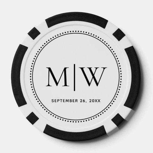 エレガントな結婚記念日カップルモノグラム ポーカーチップ (裏面)