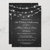 エレガントな結婚記念日スパークリング チェーン ブラック 招待状 (正面/裏面)