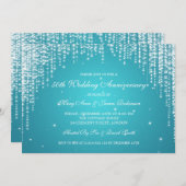 エレガントな結婚記念日ナイトダズルターコイズ 招待状 (正面/裏面)