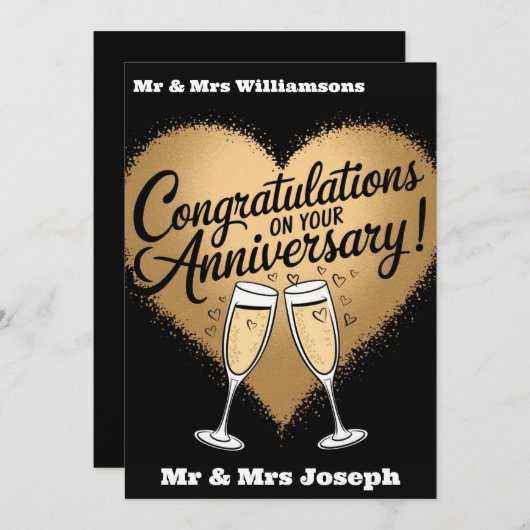 エレガントな結婚記念日パーティの招待状 招待状 (正面/裏面)